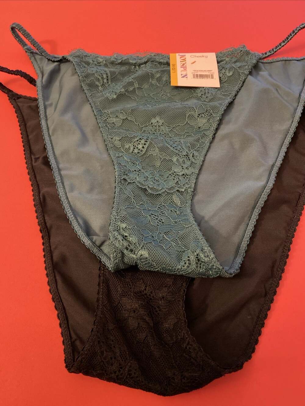 NEW! Joyspun Cheeky Lace & Satin 2 Pack Panties / Large